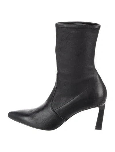 Pre-owned Stuart Weitzman Leather Sock Boots In Black