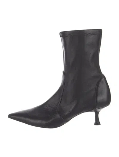 Pre-owned Stuart Weitzman Leather Sock Boots In Black