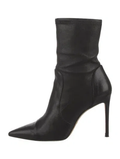 Pre-owned Stuart Weitzman Leather Sock Boots In Black