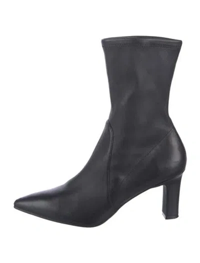 Pre-owned Stuart Weitzman Leather Sock Boots In Black
