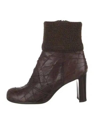 Pre-owned Stuart Weitzman Leather Sock Boots In Brown