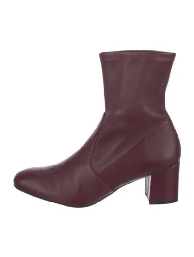 Pre-owned Stuart Weitzman Leather Sock Boots In Burgundy