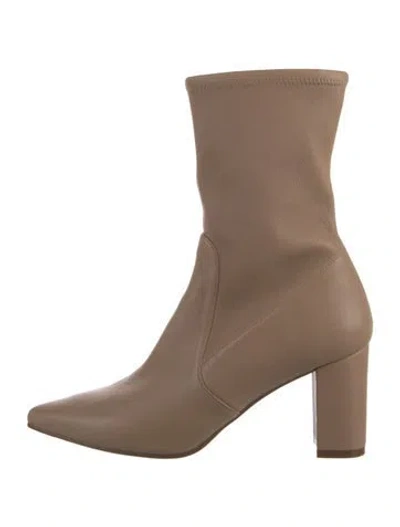 Pre-owned Stuart Weitzman Leather Sock Boots In Neutral
