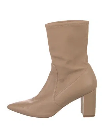 Pre-owned Stuart Weitzman Leather Sock Boots In Neutral