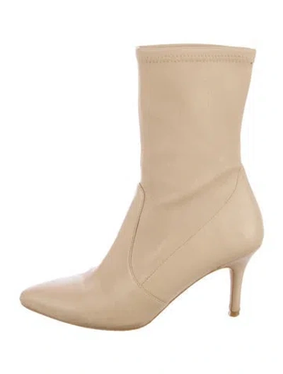 Pre-owned Stuart Weitzman Leather Sock Boots In Neutral