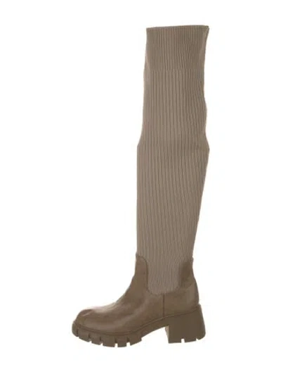 Pre-owned Stuart Weitzman Leather Sock Boots In Neutral