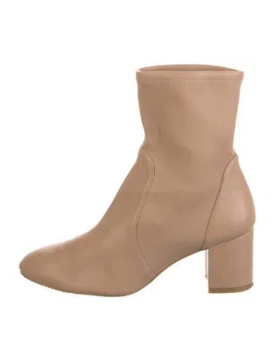 Pre-owned Stuart Weitzman Leather Sock Boots In Neutral