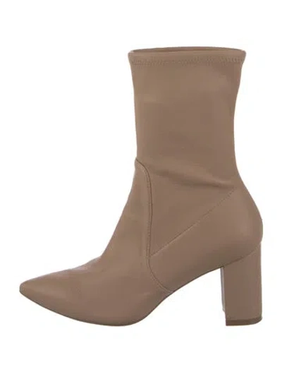 Pre-owned Stuart Weitzman Leather Sock Boots In Neutral