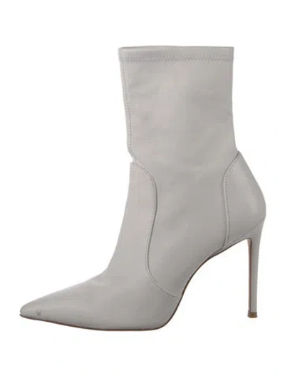 Pre-owned Stuart Weitzman Leather Sock Boots In White