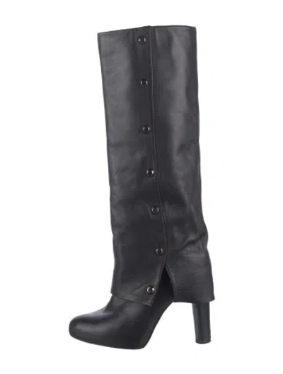 Pre-owned Stuart Weitzman Leather Studded Accents Boots In Black