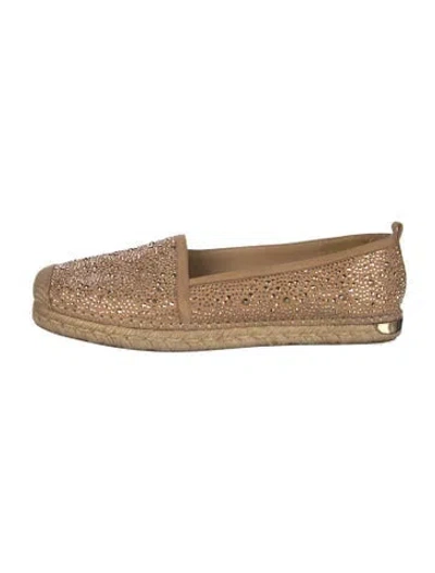 Pre-owned Stuart Weitzman Leather Studded Accents Espadrilles In Neutral