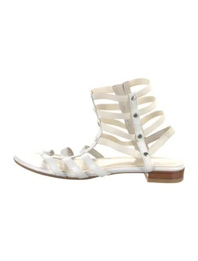 Pre-owned Stuart Weitzman Leather Studded Accents Gladiator Sandals