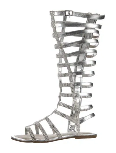 Pre-owned Stuart Weitzman Leather Studded Accents Gladiator Sandals