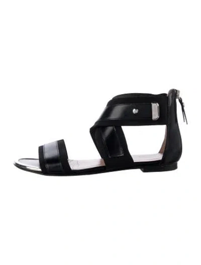 Pre-owned Stuart Weitzman Leather Studded Accents Gladiator Sandals In Black