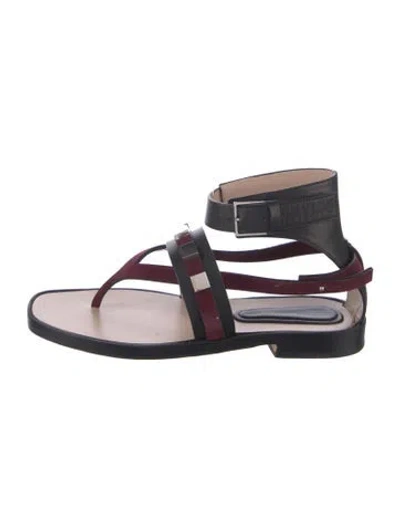 Pre-owned Stuart Weitzman Leather Studded Accents Gladiator Sandals In Burgundy