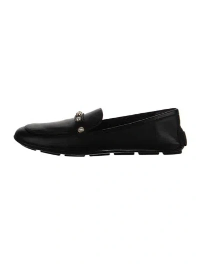Pre-owned Stuart Weitzman Leather Studded Accents Loafers In Black