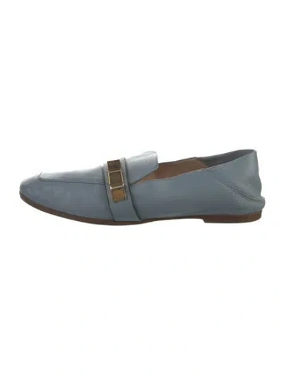 Pre-owned Stuart Weitzman Leather Studded Accents Loafers In Blue