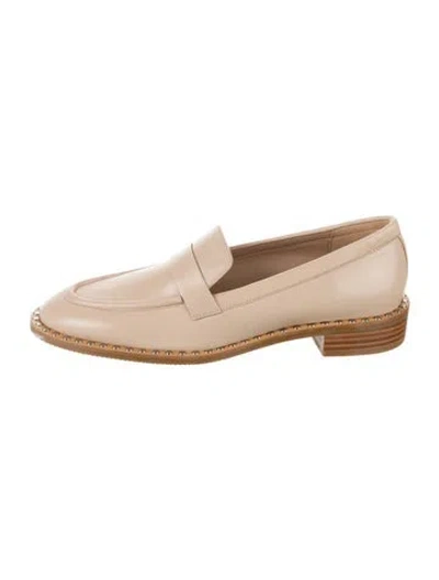 Pre-owned Stuart Weitzman Leather Studded Accents Loafers In Neutral