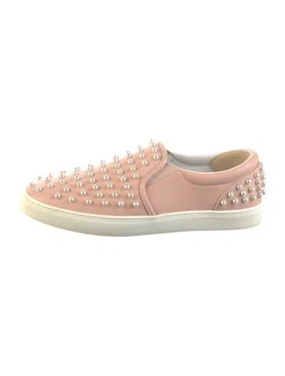 Pre-owned Stuart Weitzman Leather Studded Accents Loafers In Pink