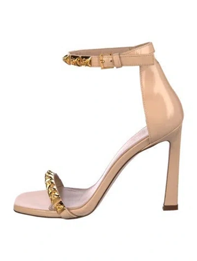 Pre-owned Stuart Weitzman Leather Studded Accents In Neutral