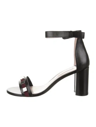 Pre-owned Stuart Weitzman Leather Studded Accents Sandals In Black