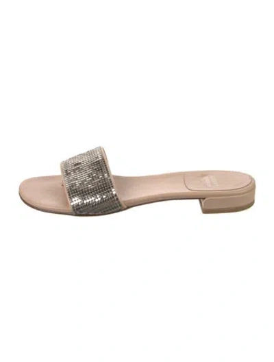 Pre-owned Stuart Weitzman Leather Studded Accents Slides In Pink
