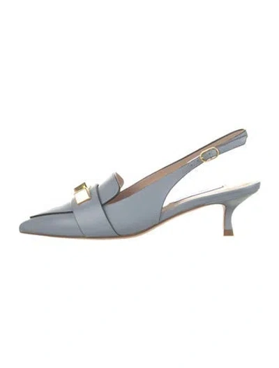 Pre-owned Stuart Weitzman Leather Studded Accents Slingback Pumps In Blue