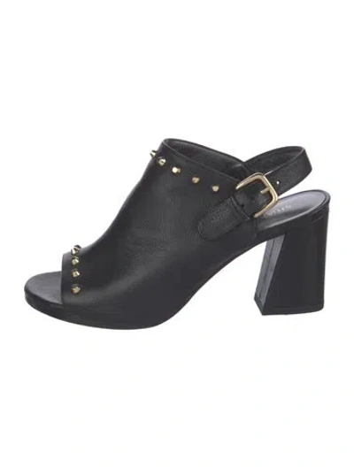 Pre-owned Stuart Weitzman Leather Studded Accents Slingback Sandals In Blue