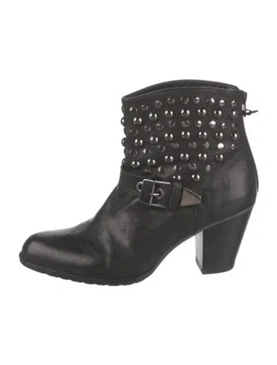 Pre-owned Stuart Weitzman Leather Studded Accents Western Boots In Black