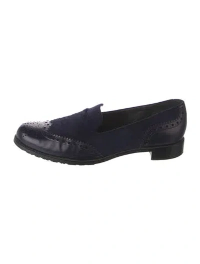 Pre-owned Stuart Weitzman Leather Tassel Accents Loafers In Blue