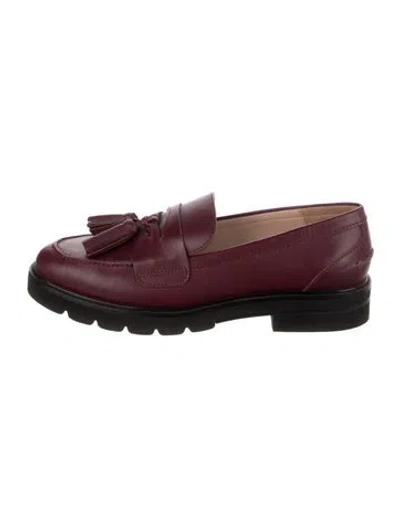 Pre-owned Stuart Weitzman Leather Tassel Accents Loafers In Burgundy