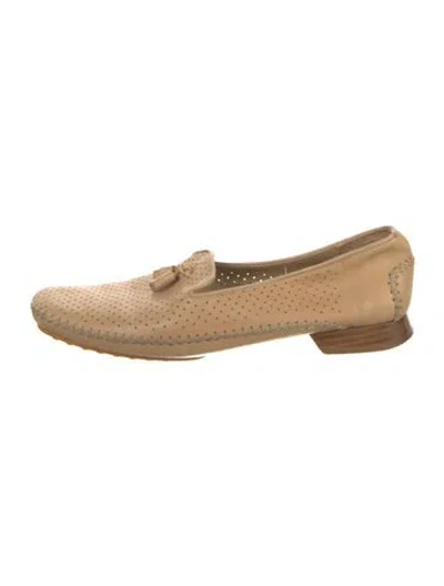 Pre-owned Stuart Weitzman Leather Tassel Accents Loafers In Neutral