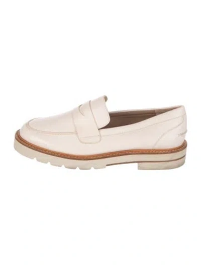 Pre-owned Stuart Weitzman Leather Tassel Accents Loafers In White