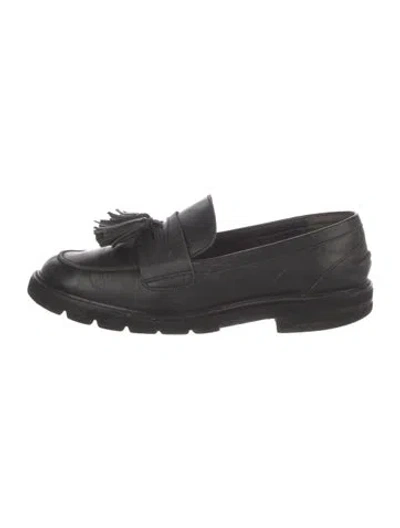 Pre-owned Stuart Weitzman Leather Tassel Accents Sneakers In Black