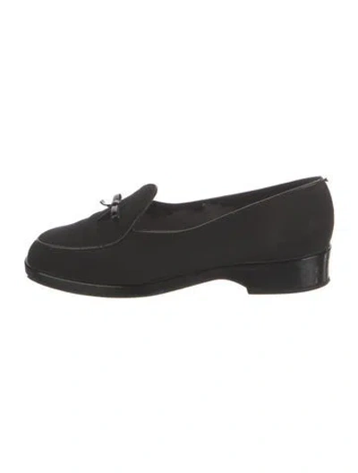 Pre-owned Stuart Weitzman Leather Trim Embellishment Loafers In Black