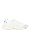 Stuart Weitzman White Sneakers With Logo Embroidery On The Side And Logo Patch On The Heel In Leather And Mesh Woman In White