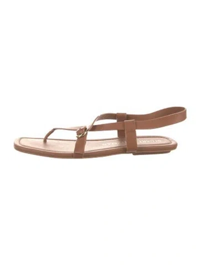 Pre-owned Stuart Weitzman Leather T-strap Sandals In Brown