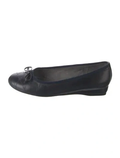 Pre-owned Stuart Weitzman Leather Tweed Pattern Ballet Flats In Blue