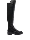 Stuart Weitzman Nappa Leather And Fabric Celia Knee Boots In Black