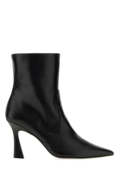 Stuart Weitzman Leather Vinnie Ankle Boots With 8.5 Cm Heel In Black