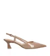 Stuart Weitzman Vinnie T Mid Heel Patent Slingback Pumps In Beige