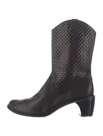 Pre-owned Stuart Weitzman Leather Western Boots In Black