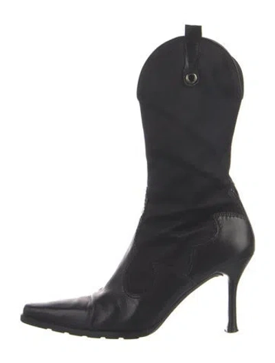 Pre-owned Stuart Weitzman Leather Western Boots In Black