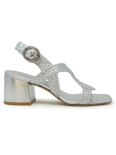 Stuart Weitzman Leather Wvette 60 Slingback Sandals In Silver