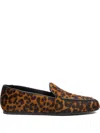 Stuart Weitzman Lee Almond-toe Leopard Loafer In Burgundy