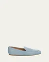 Stuart Weitzman Lee Woven Raffia Slip-on Loafers In Blue