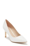 Stuart Weitzman Leigh 75 Pointed Toe Pump In White.