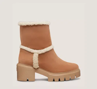 Stuart Weitzman Lennox Shearling Trim Bootie In Beige
