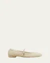Stuart Weitzman Lennox Shearling Mary Jane Ballerina Flats In Natural/oat