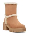Stuart Weitzman Lennox Shearling Trim Bootie In New Camel